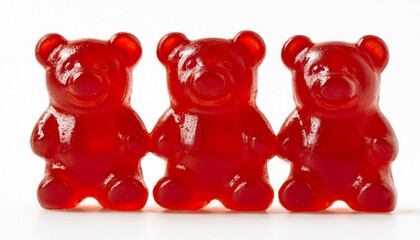 hese bright red bear candies realistic and glow