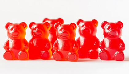 hese bright red bear candies realistic and glow