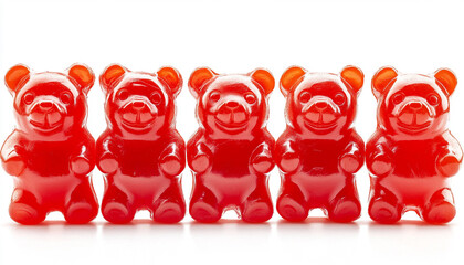 hese bright red bear candies realistic and glow