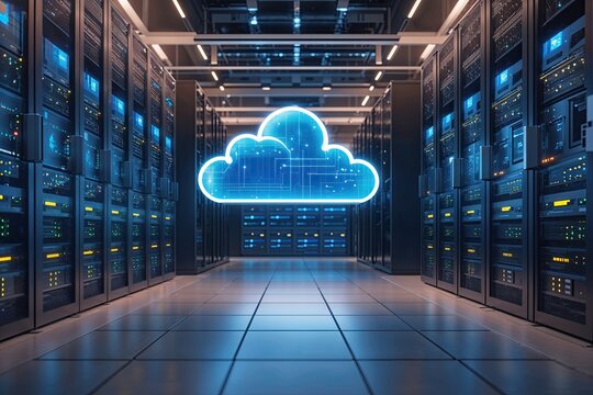 Digital Cloud Technology: Interconnected Network Storage Solutions and Infrastructure Elements