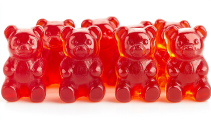 hese bright red bear candies realistic and glow