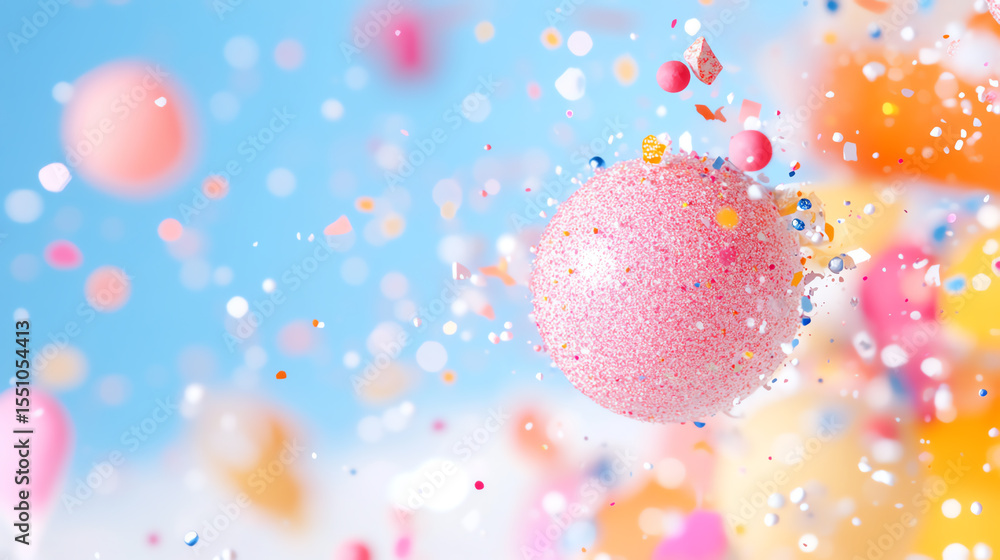 Poster Colorful spheres float in a vibrant atmosphere, creating a playful and joyful ambiance perfect for creative projects.