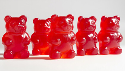 hese bright red bear candies realistic and glow