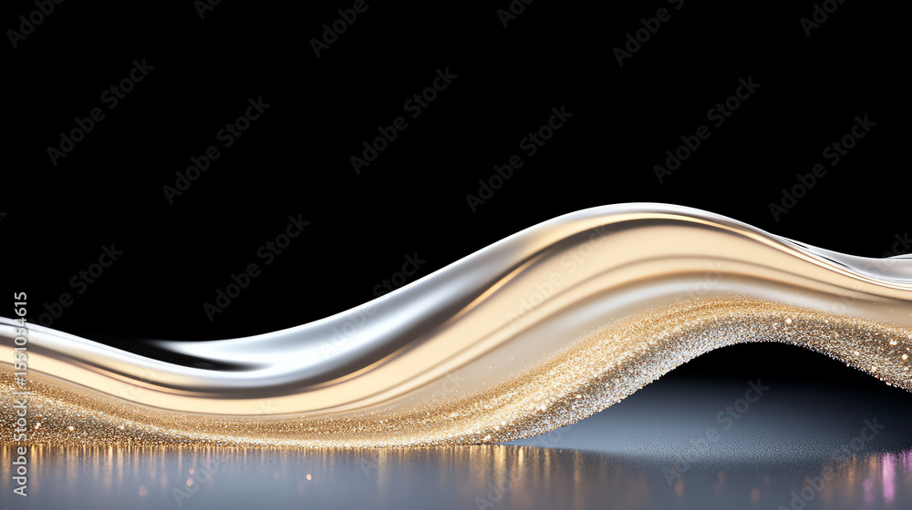 Poster Elegant wave design with smooth lines and shimmering highlights, perfect for modern backgrounds or artistic projects.