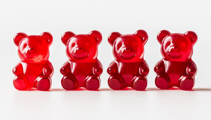 hese bright red bear candies realistic and glow