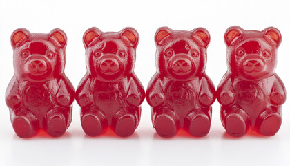 hese bright red bear candies realistic and glow