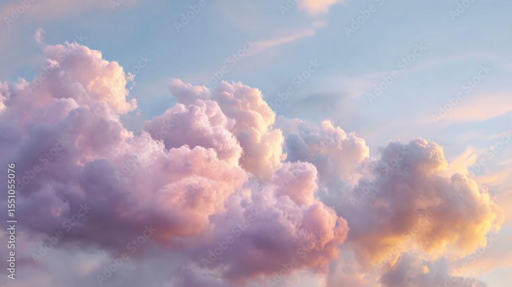 Aufkleber soft pastel clouds illuminated by golden sunlight create a serene atmosphere. perfect for nature-the