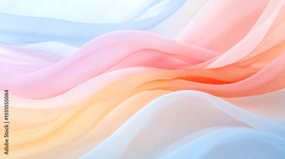 Poster Soft flowing waves of colorful fabric create a serene and calming atmosphere, perfect for backgrounds and abstract art.