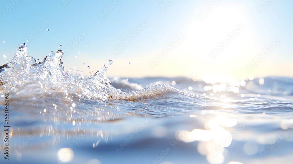 Poster sunlight reflects on the ocean surface, creating mesmerizing splashes of water that capture the esse