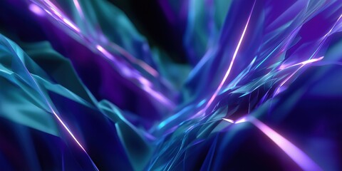 Abstract colorful geometric pattern with neon blue and purple light effects