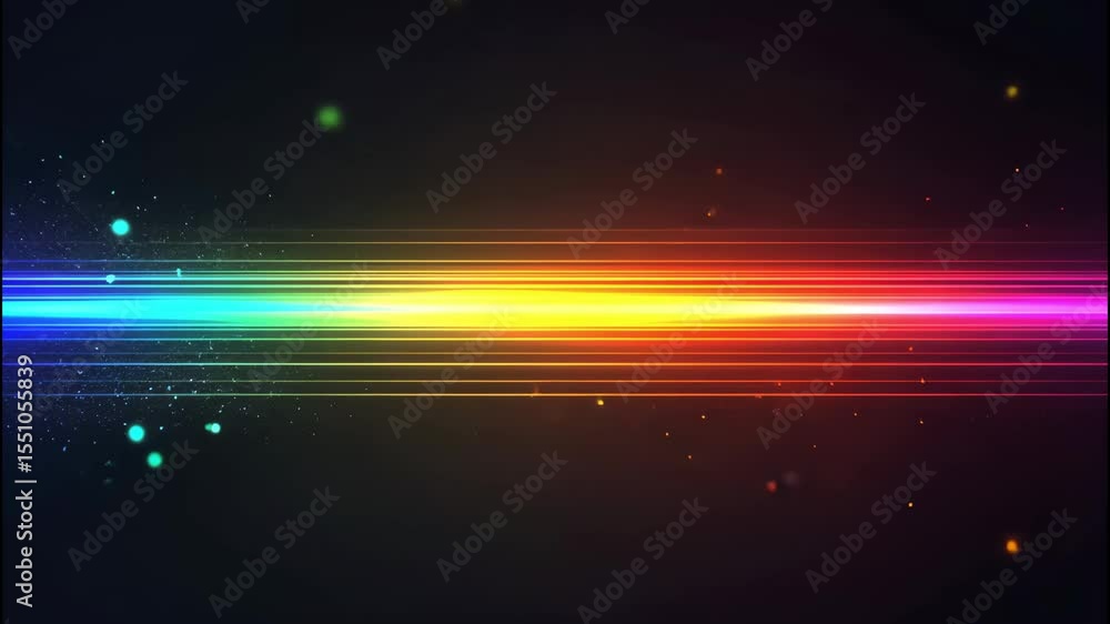 Aufkleber abstract neon line with spectrum of rainbow colors in digital gradient background.