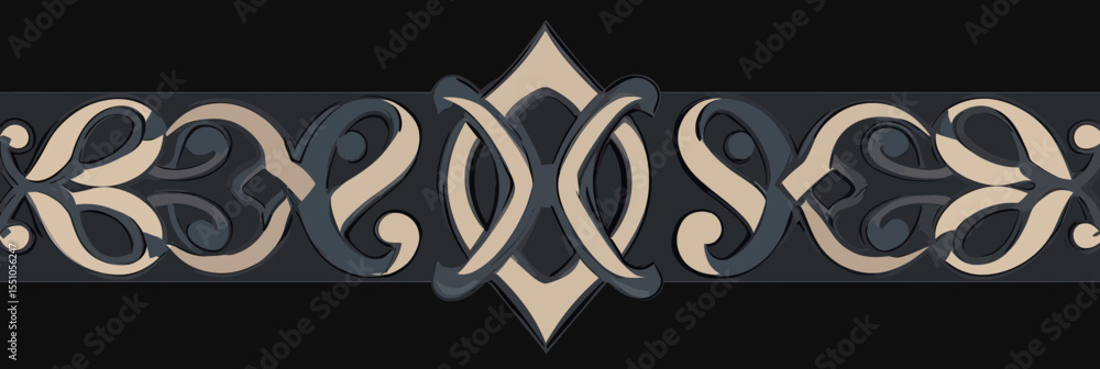 Aufkleber modern minimalist medieval style ornamental border with symmetrical interlacing pattern in neutral b