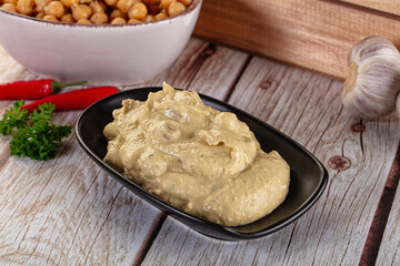 Natural organic homemade chickpea hummus