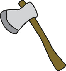 Simple Flat Vector Illustration of Wooden Handle Axe for Camping, Woodcutting, Survival Tools, and Outdoor Equipment Design