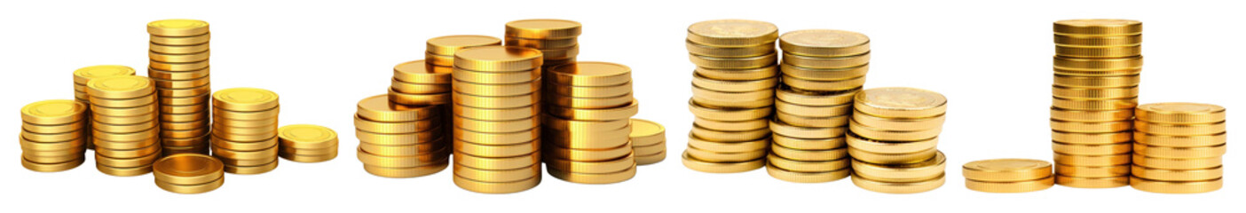 PNG Stacks of shiny gold coins, element set on transparent background