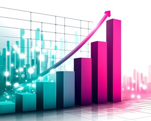 Growing bar graph, upward trend