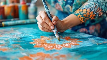 Professional Artist Drawing in Studio with Focused Creative Expression








