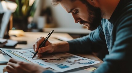 Professional Artist Drawing in Studio with Focused Creative Expression








