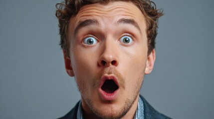 A man with a surprised expression on his face