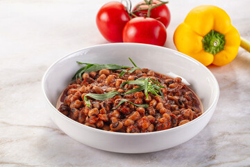 Black eye beans wutg tomato sauce