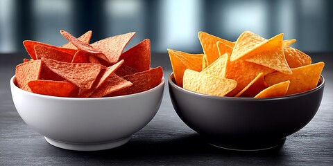 Two bowls of tortilla chips