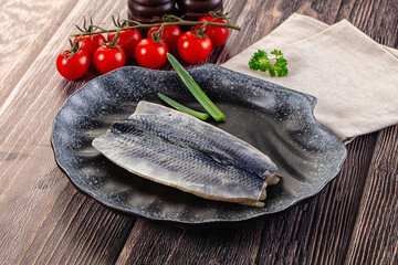 Salted herring fillet with skin