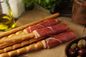 Grissini - Italian bread sticks with proscuitto