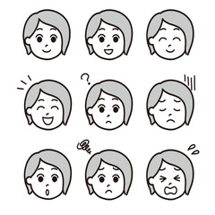 女性の表情いろいろ喜怒哀楽