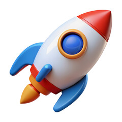 3D Cartoon Rocket Icon Launching