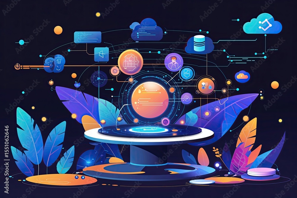 Poster interactive digital concept ecosystem: explorative database management and cyberspace innovation ill
