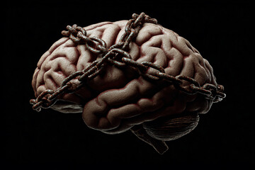 a brain with a chain around it