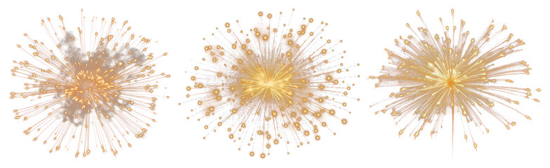 Obraz premium PNG Golden fireworks burst celebration, element set on transparent background