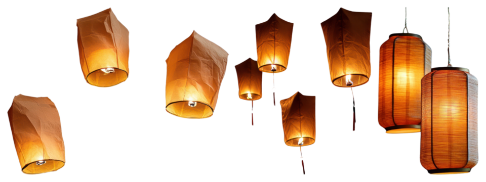 PNG Elegant paper lanterns illuminate spaces, element set on transparent background