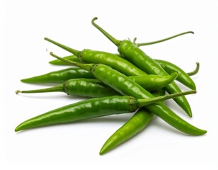 Close-up of a single, vibrant chili, showcasing its texture and intense color, ideal for themes of flavor, spice, and healthy eating, chilli in white background 