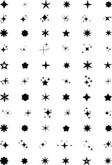 Vector Flat & Sparkle Star Icons Set - Shine, Glow, and Stellar Elements.