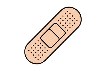 Bandage Strip Icon, Beige Adhesive in Monoline Style with Realistic Flat Colors Vector Illustration.