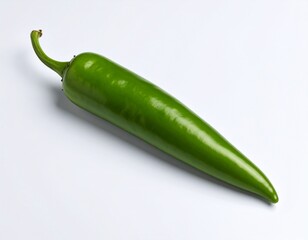 Close-up of a single, vibrant chili, showcasing its texture and intense color, ideal for themes of flavor, spice, and healthy eating, chilli in white background 