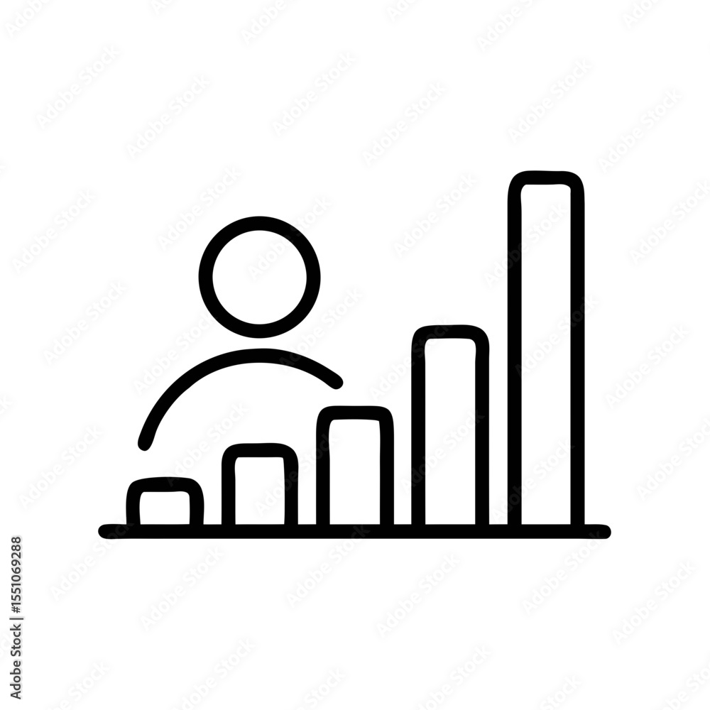 Poster user growth analytics icon – minimal line style business progress chart