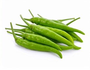 Close-up of a single, vibrant chili, showcasing its texture and intense color, ideal for themes of flavor, spice, and healthy eating, chilli in white background 