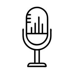 Microphone Icon Outline – Retro Audio Recording Vector Symbol
