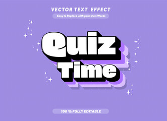 Editable text effect - Quiz Time and Quiz Tips 3d cartoon template style premium vector. Trendy color background	