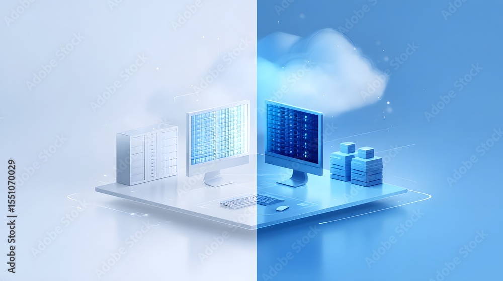 Poster local storage vs cloud storage in a clean minimalist layout