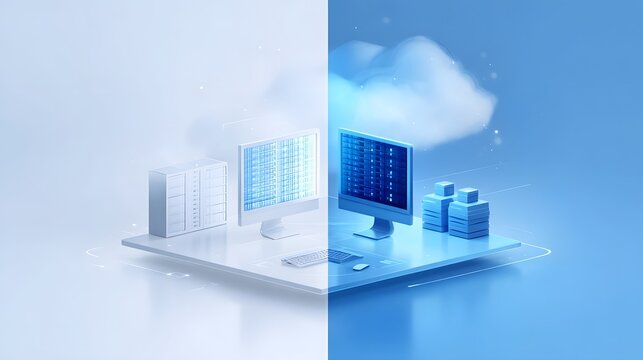 Local storage vs  cloud storage in a clean minimalist layout