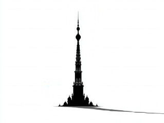 Naklejka premium skyscrapper shadow silhouette, black and white, isolated