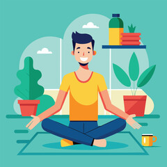 man doing yoga vector
