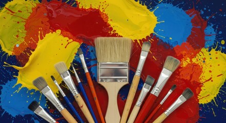 Obraz premium Vibrant Paintbrush Symphony: An Explosion of Color