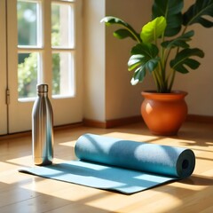 Yoga Mat Mockup in a Peaceful Space with Soft Window Lighting
