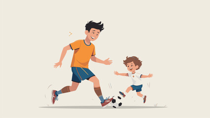 Father and Son Playing Soccer: A Joyful Illustration