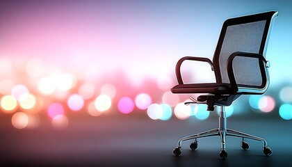 Modern office chair in urban bokeh