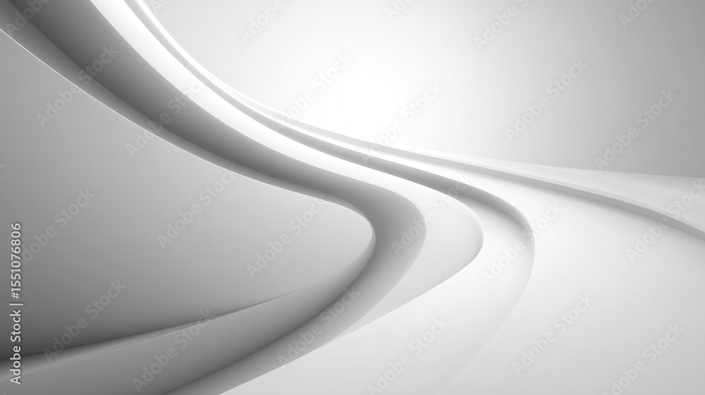 Poster abstract white waves creating a smooth, minimalist background with gentle curves.